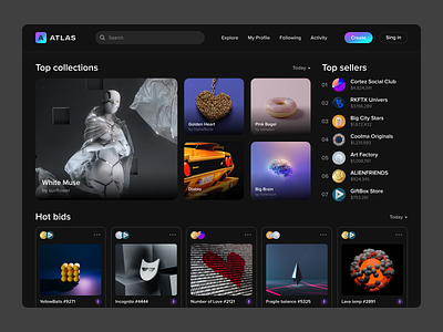 NFT Marketplace app art cripto design interface marketplace nft popular store top uxui