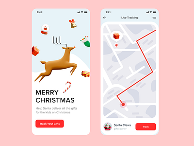 Gift Delivery App 2022 app christmas delivery design gift illustration interface map mobile popular santa top uxui