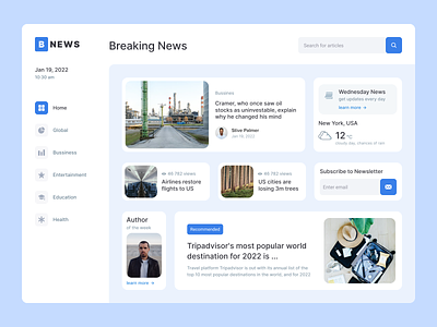 News App app articles business design desktop global interface new news popular top travels ui ux world