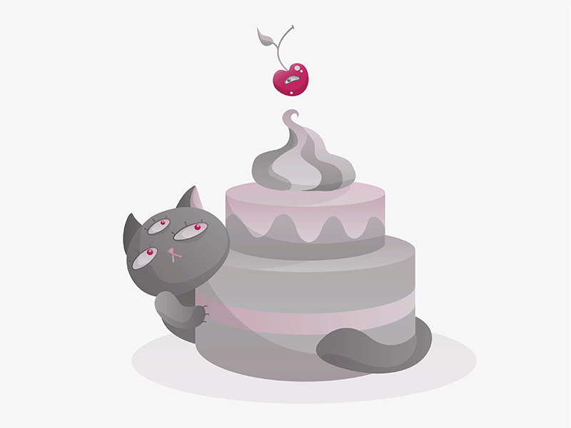 Mystical cat animation cakes cartoon cat character creative design dribbble funny gif illustration pink rhinoda vector