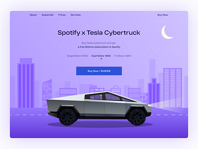 Spotify x Tesla Cybertruck design dribbble illustration interface popular spotify tesla top ui ux vector