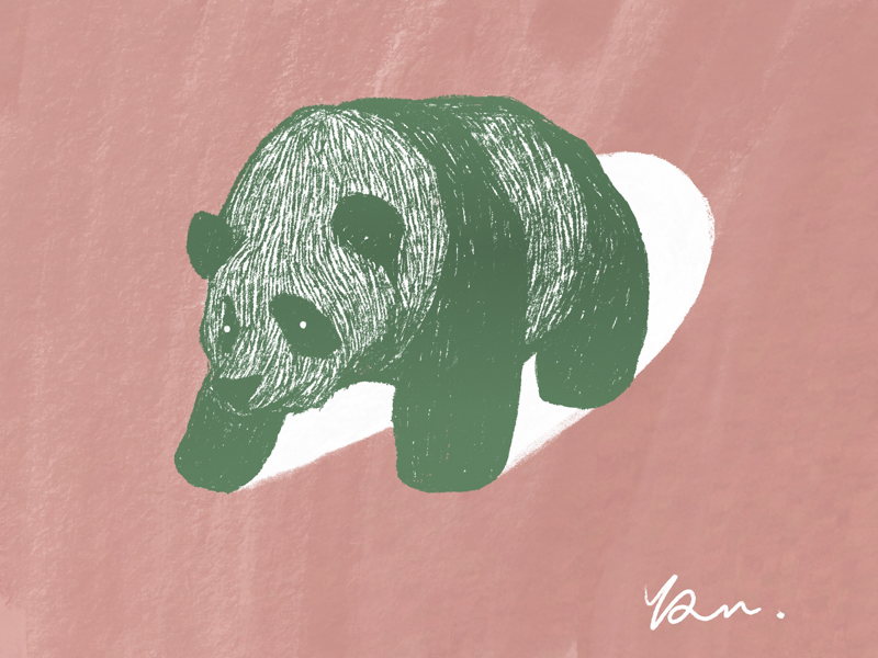 Green panda illustrate illustraor doodleart doodle animal art panda animal