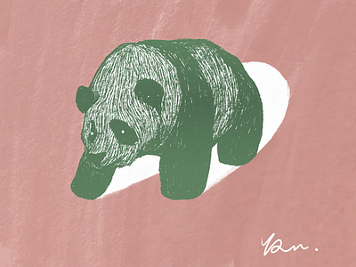 Green panda animal animal art doodle doodleart illustraor illustrate panda