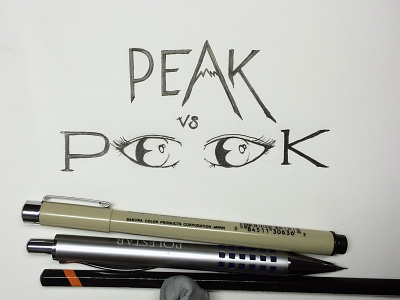 PEAK vs PEEK custom hand drawn hand lettering illustration illustrative ink lettering micron peak peek sans serif