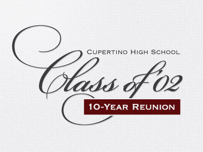 Class of 2002 10-Year Reunion bickham script pro logo reunion script