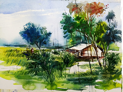 Watercolor Paintign By Delowar Ripon bangladesh bangladeshi painting bangladeshi watercolor painting branding cgwork delowarripon delowarriponcreation design digitalart drawing illustration logo sketchart ui watercolor painting