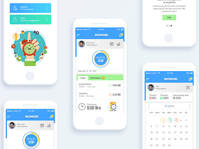 Sales man work hours tracker ios mobile ui mobile app ui