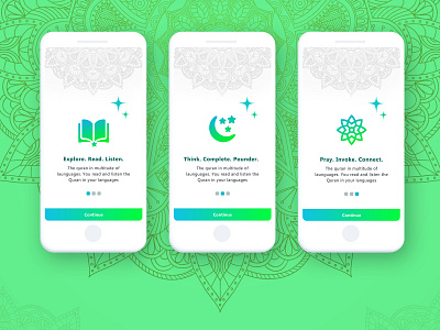 Quran Online Reading Mobile App Intro UI