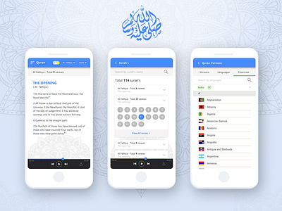 Quran Online Reading Mobile App Intro UI creative mobile app ios mobile app mobile ui quran online reading listening