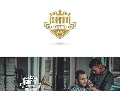 Shaman Barber Shop barber barbershop branding logo vector