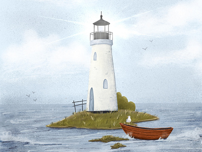 The lighthouse book illustration childrens illustration digital art illustration illustrator lighthouse photoshop illustrator procreate textured illustration