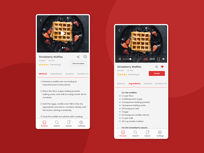 Mobile screens for a recipe app cooking dailyui food foodapp recipe