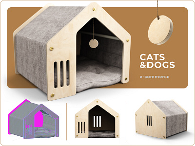 Home for cats & dogs 3d blender blender3d design e commerce graphic design octane