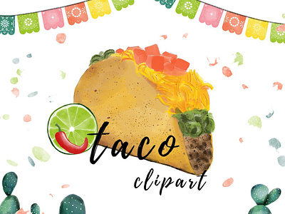 Watercolor Taco Clipart Mexican PNG