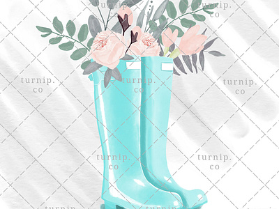 Watercolor Rain Boots Clipart PNG Sublimation Designs