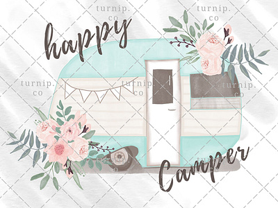 Watercolor Happy Camper Clipart PNG Sublimation Graphics adventure clipart art branding camper clipart clipart cute design illustration pun clipart quote clipart travel clipart turnip watercolor clipart