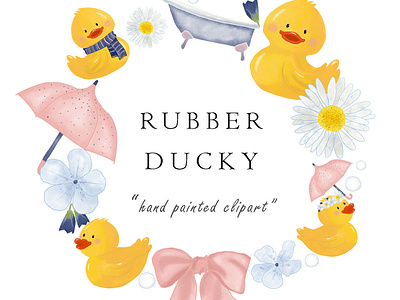 Watercolor Rubber Duck Clip Art Design