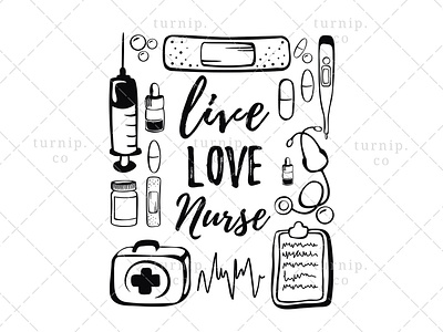 Live Love Nurse Sublimation Clipart PNG Graphic art black and white clipart branding clipart cute design illustration nurse clipart quote clipart sublimation clipart turnip