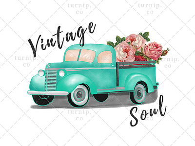 Vintage Soul Sublimation Clipart Graphic PNG art branding clipart cute design floral clipart illustration quote clipart truck clipart turnip watercolor clipart