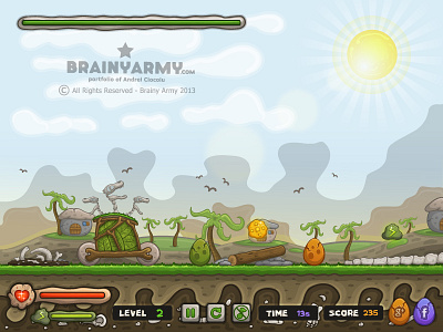 Stone Age Rush - Game Preview 2d animation art design flash game games illustration prehistoric stone stone age ui