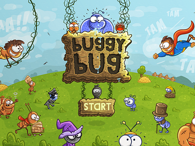 Buggy Bug - Home page 2d ants art bug buggy cartoon comic game grass home page splash