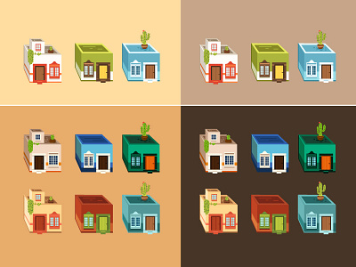 Houses - Illustration Process 2d colors design endless game houses illustration mexic mobile runner trump