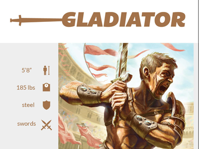 Gladiator vs Ninja Spread editorial icons illustration magazine spread