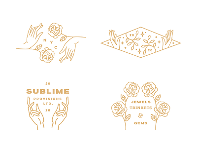 Sublime Gems brand flowers gems identity jewels line illustration sublime typography