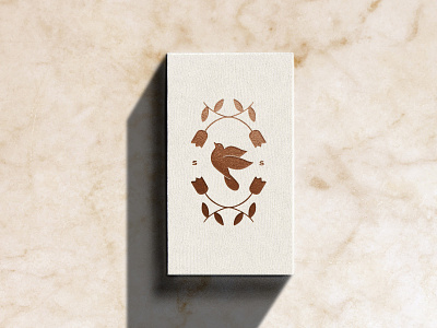 Songbird Sentiments Business Card bird bird logo branding brandmark bronze businesscard foil marble sentimental