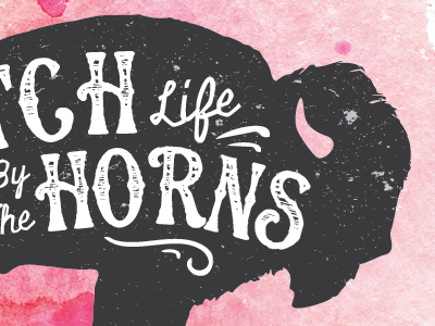 Catch Life by the Horns buffalo distressed lettering texture type typography watercolor