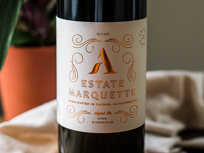 Agronomy Estate Marquette agronomy branding copper emboss farm foil label typography vineyard wine
