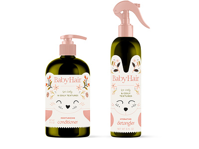 BabyHair animals conditioner hair illustration kids packaging shampoo
