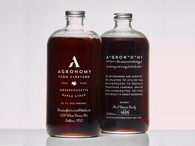 Agronomy Maple Syrup bottle brand label logo maple packaging syrup typography yum