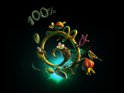 Preloader -- 100% loading 3d bird fantasy flower growth icon illustration mysterious mystic night plant preloader