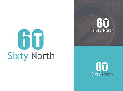 Sixty North direction flat lettering logo minimal typography vector