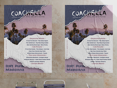 Sweet Summer Evening / Coachella Poster Design 2021 branding coachella daftpunk design illustration illustrator madonna mockup palms pink poster poster art vector