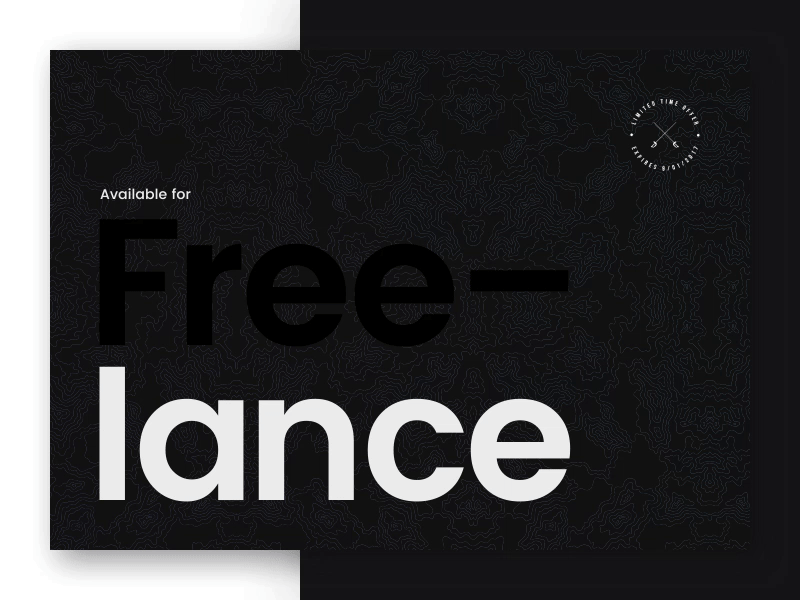 Available for Freelance—Limited Time Offer (Expires 9/1/2017). after effects art direction creative direction design freelance motion product design typography