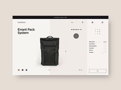 Boundary Supply 🎒 - Product Detail Page backpack design e-comerce ecom ecommerce fashion interactive layout shopify shopping typography ui ux web website