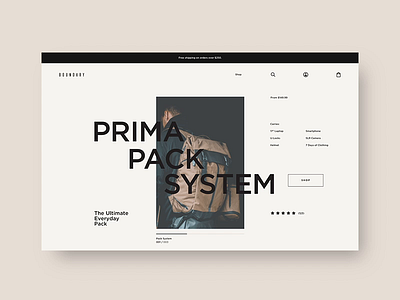 Boundary Supply 🎒 - Product List Page, Search & Cart backpack design e comerce ecom ecommerce fashion interactive layout shopify shopping typography ui ux