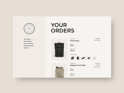 Boundary Supply 🎒 - Account Pages design e commerce ecom ecommerce fashion interactive layout shopify shopping typography ui ux web website