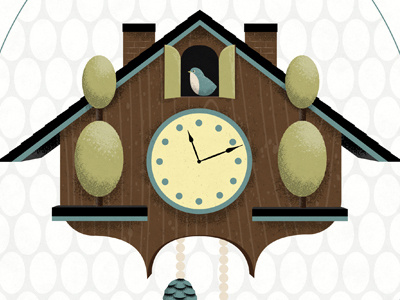 Cuckoo Clock print detail bird cuckoo clock illustration print