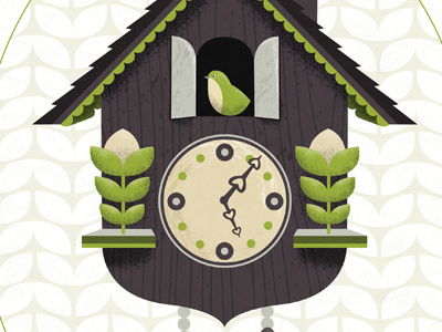 Cuckoo Clock print detail bird cuckoo cuckoo clock green illustration modern print