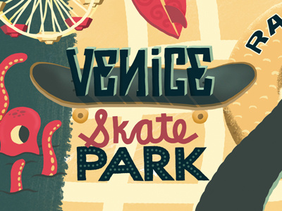 Los Angeles Map detail design hand lettering illustration lettering los angeles skate park type typography venice