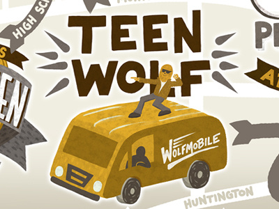 Teen Wolf map detail hand lettering illustration lettering map movies south pasadena teen wolf type typography wolfmobile