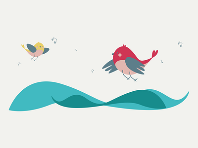Birds & Sea bird cartoon color digetal art illustration inspiration sea song vector