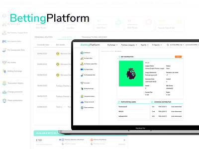 Betting Platform Dashboard Design