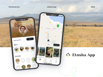 Etosha Safari app app design application design ios mobile perfectorium safari travel ui ux