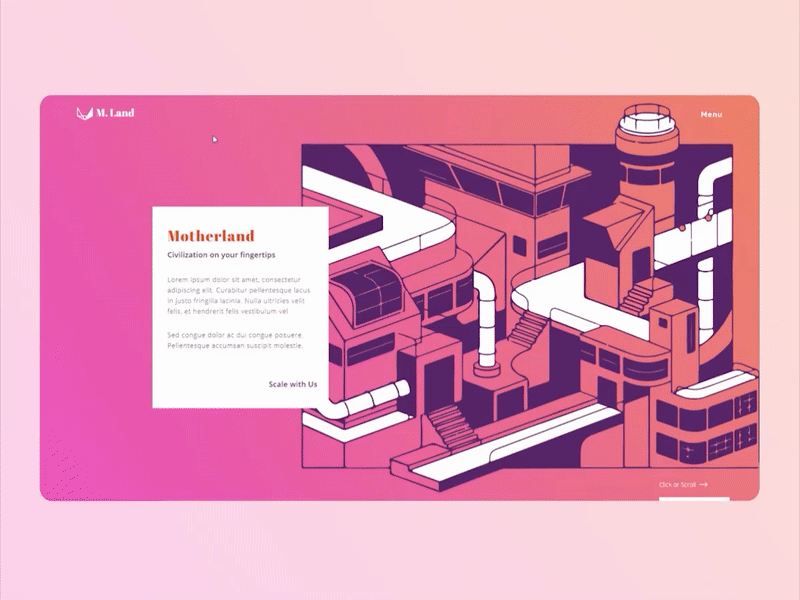 Motherland Landing Page adobe xd animation landing minimalism ui