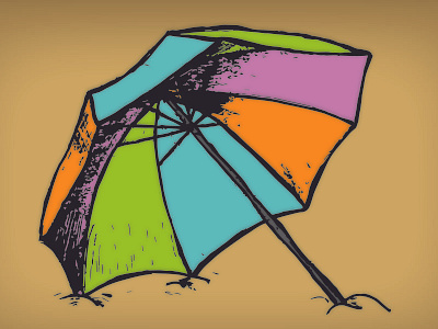 Beach Umbrella beach colors computerized sketch hand drawn illustration sketch umbrella