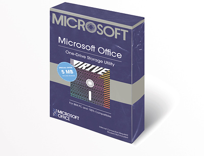 Retro Office 365 OneDrive Box (Fiction) 80s 80s style affinity affinity designer fictional microsoft office365 product visualization retro